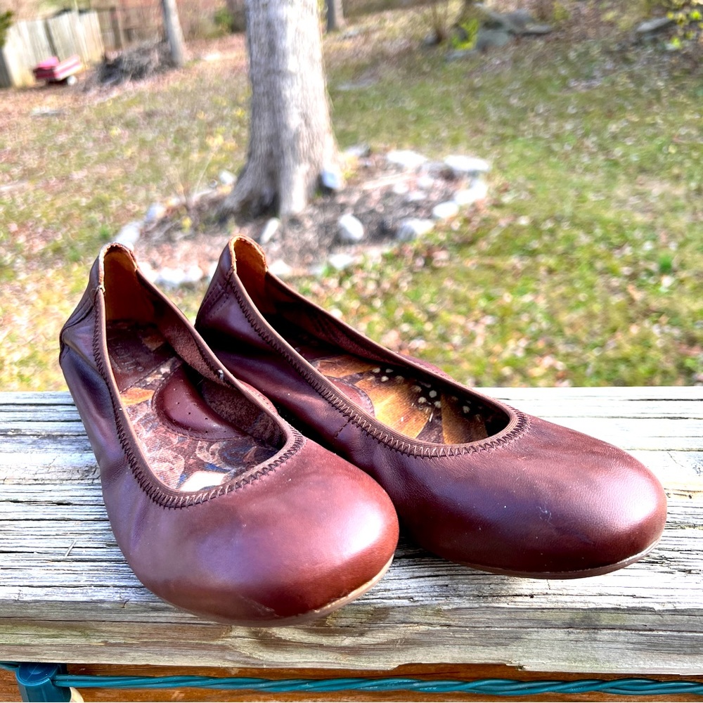 Born Julianne Brown Leather Ballet Flats Size 8 So Comfy